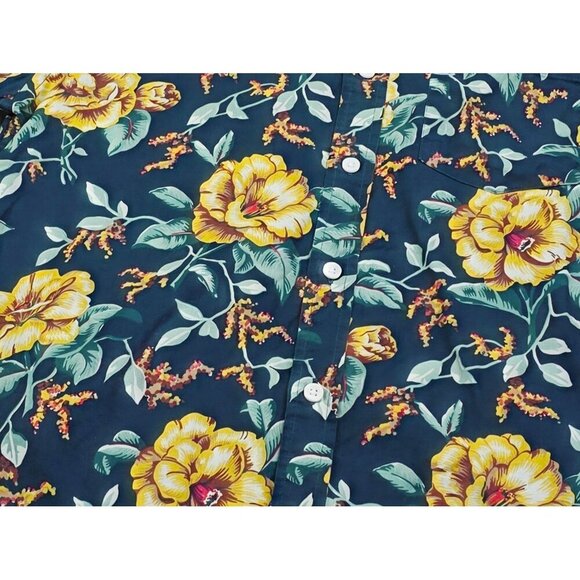 J. Crew Size Small Mens Blue Floral Short Sleeve Button Down Cotton Shirt - Picture 7 of 10
